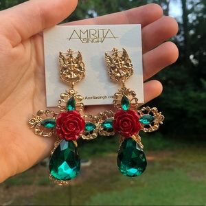 Amrita Singh Rose Garden Cross Earrings - pierced- brand NWT